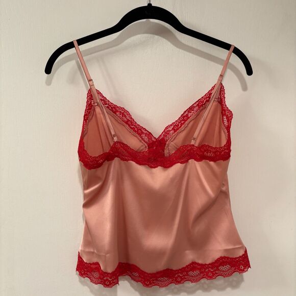 Danielle Guizio Blair Top Sleeveless Lace Trim Silky Tank Cami Pink Small - Picture 6 of 12